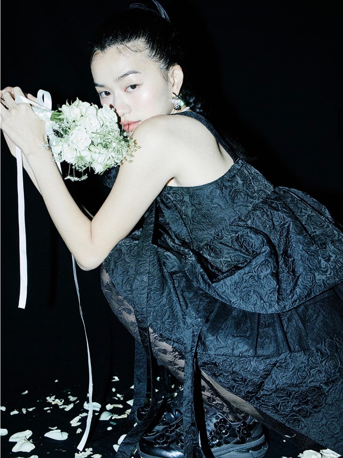 포그던 자카드 볼륨 슬리브 스커트 셋업 상품이미지1