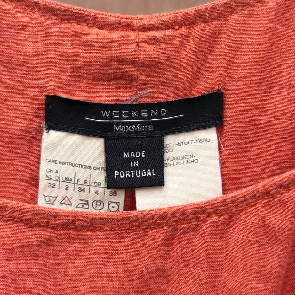 막스마라 위켄드 린넨 슬리브리스 롱 원피스 절개라인 디테일 오렌지 상품이미지7