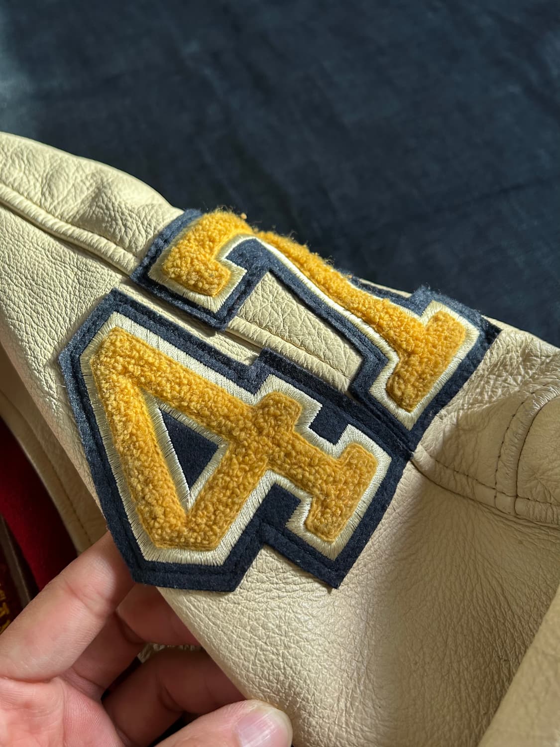 Smith American 빈티지 레더암 울 바시티 자켓 상품이미지5