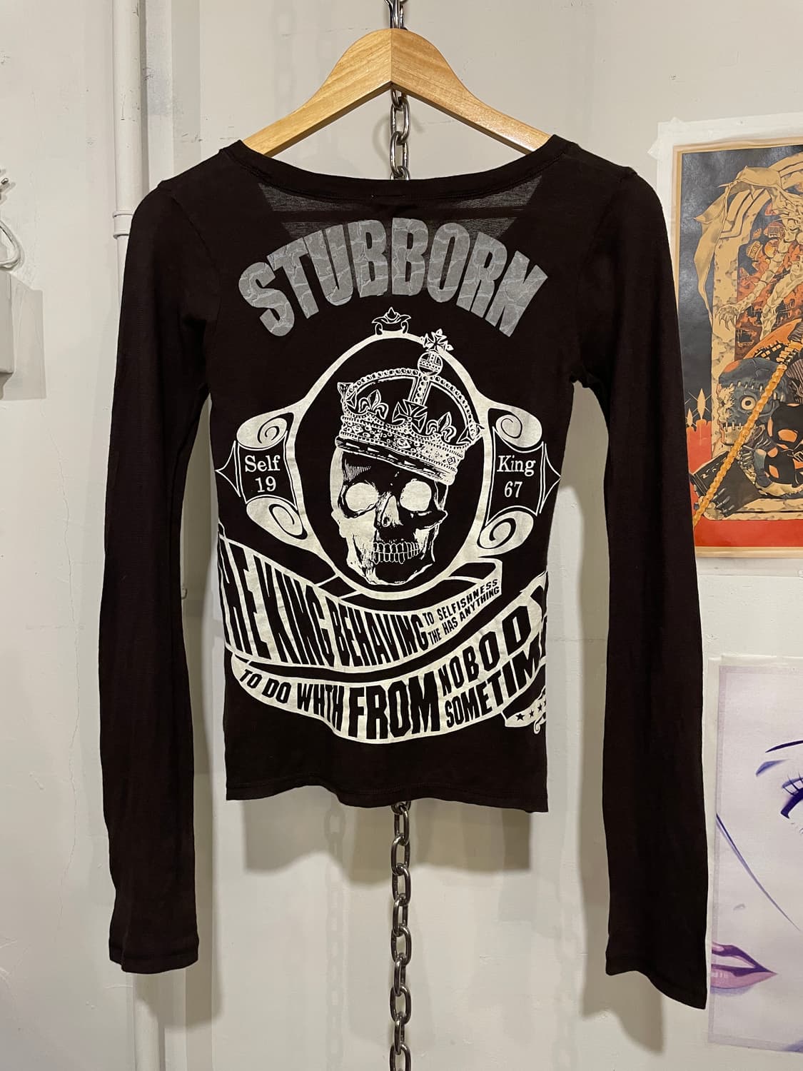 d.i.a 다이아 스컬 프린팅 브라운 롱슬리브 펑크 갸루 y2k 상품이미지7