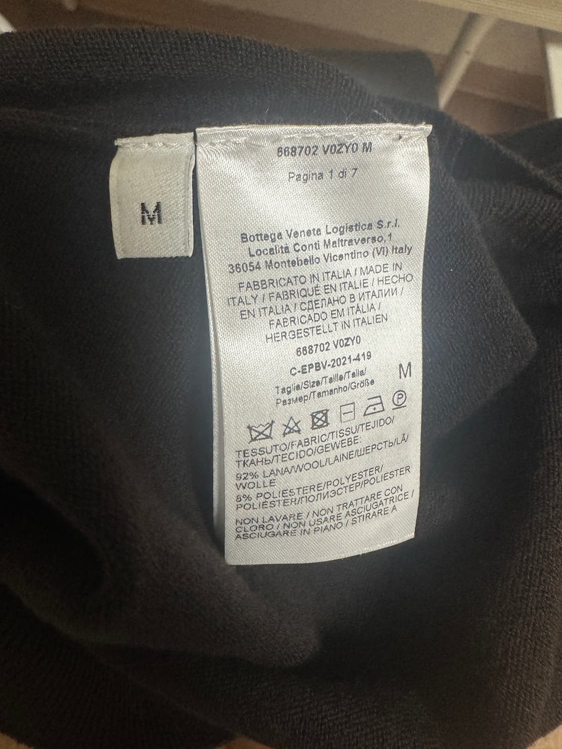 [m] 보테가베네타 브이넥 니트 브라운 상품이미지3