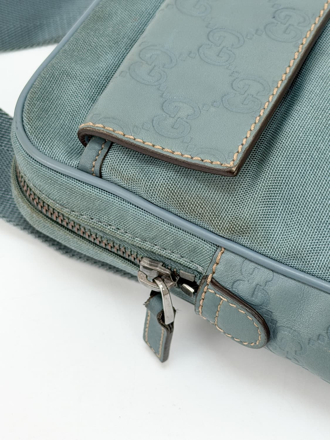 구찌 GG 나일론 & 레더 벨트백 더스티 블루 161823 상품이미지6