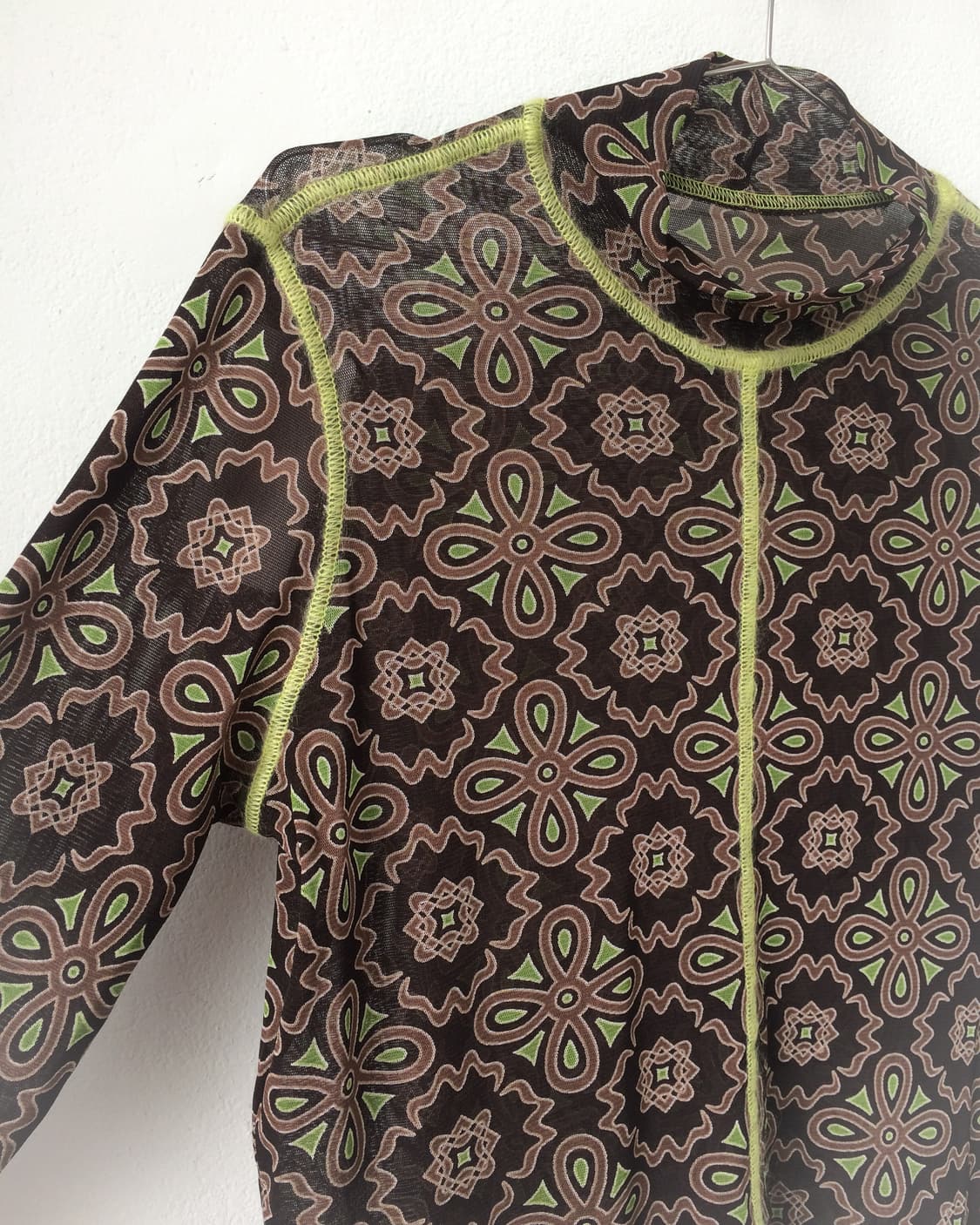 Pattern point high neck mesh sleeve 상품이미지5