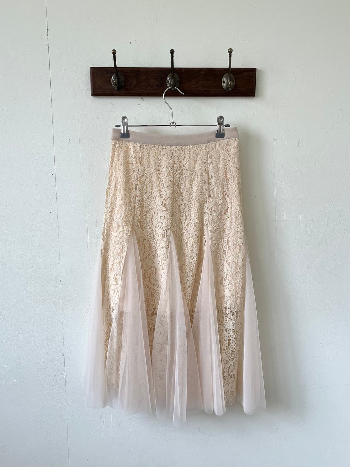 Japan vtg 아이보리 시스루 스커트 상품이미지3