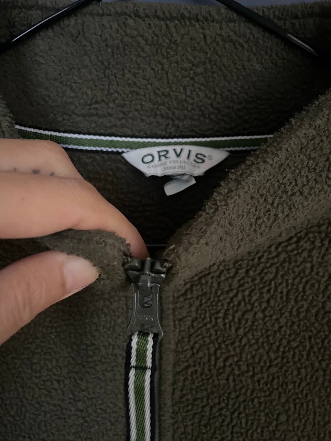 Orvis 다크 올리브그린 집업 플리스 상품이미지3