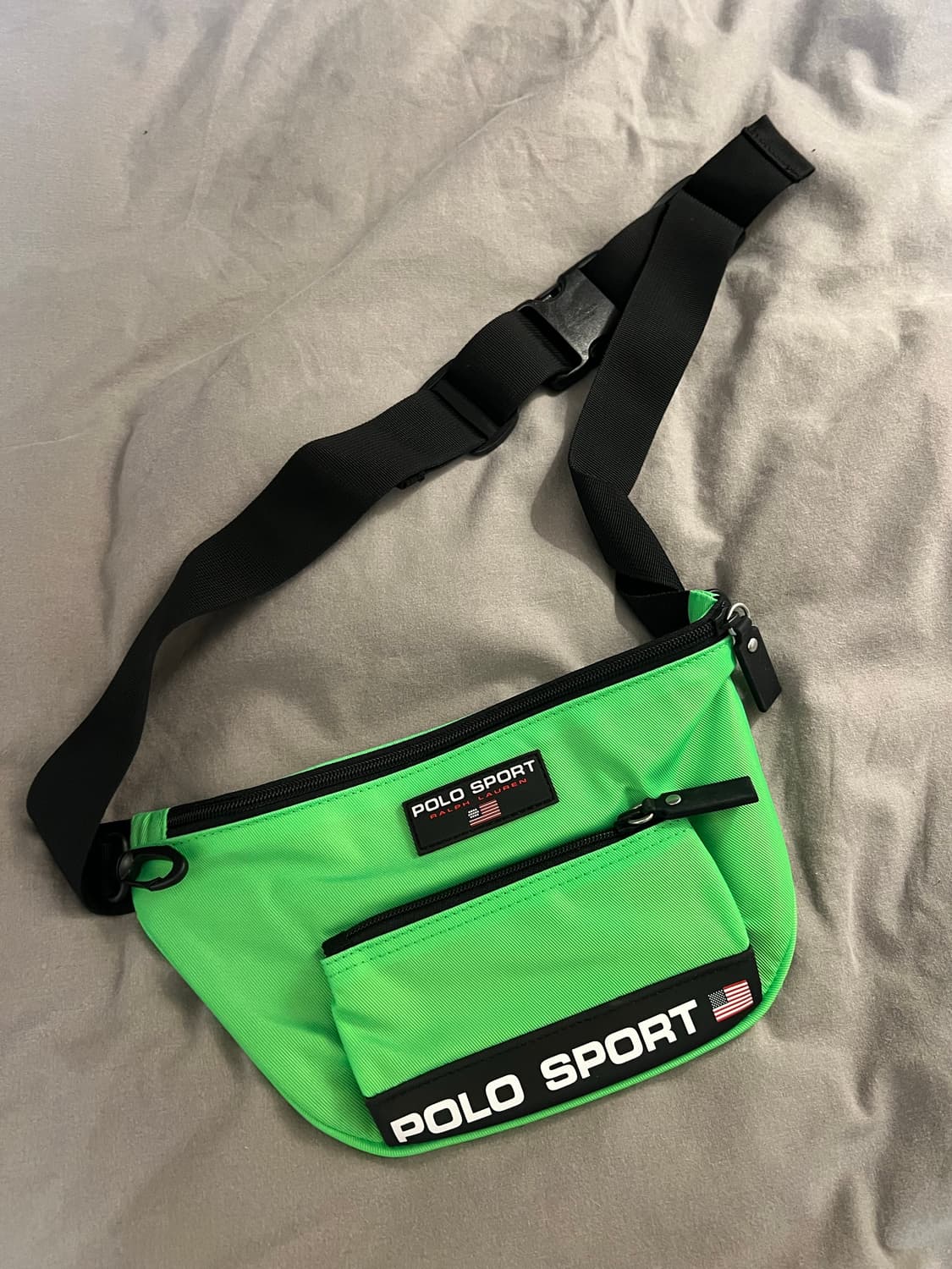 폴로 스포츠 라임색상 웨이스트백 메신저백 상품이미지1