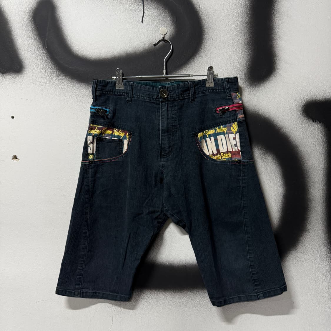 VTG 빈티지 Y2K 올드스쿨 패치워크 데님 쇼츠 팬츠 상품이미지2