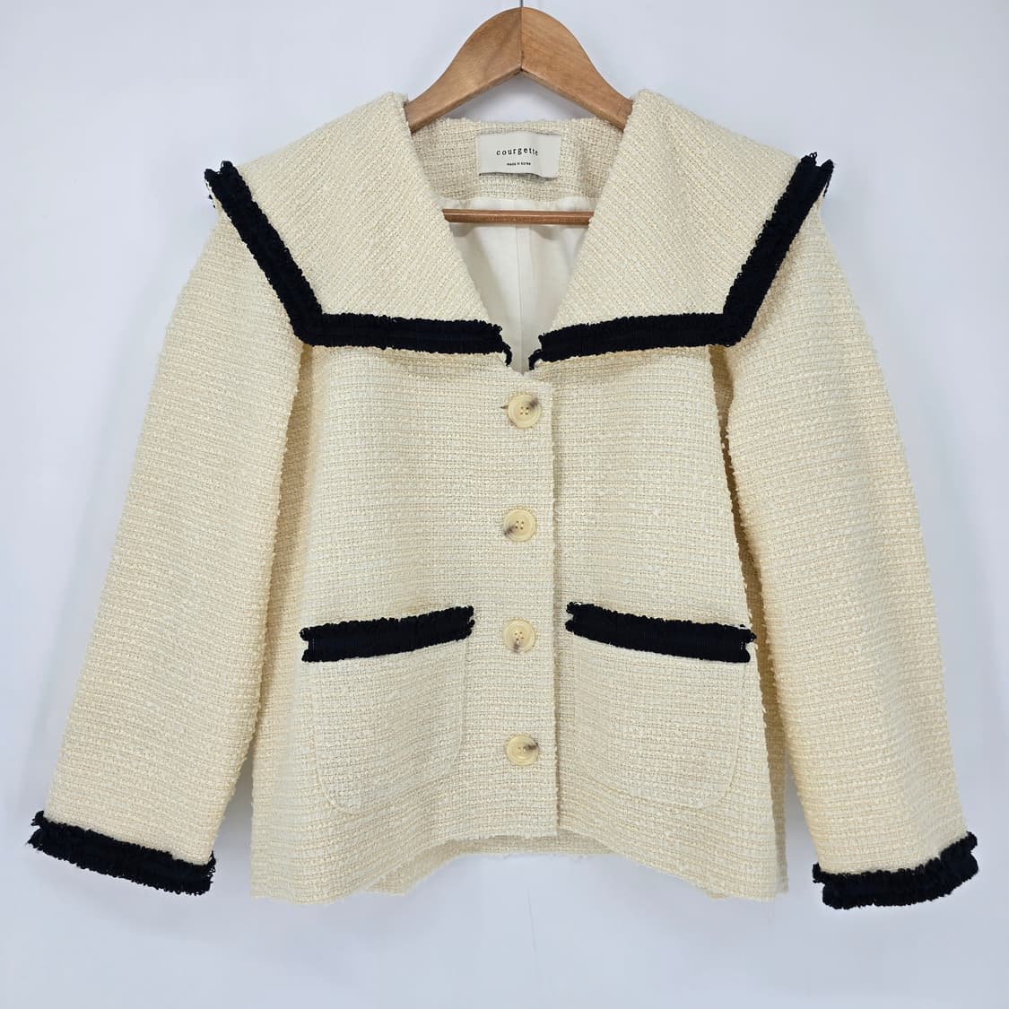 Courgette 아이보리 트위드 세일러 카라 자켓 상품이미지1