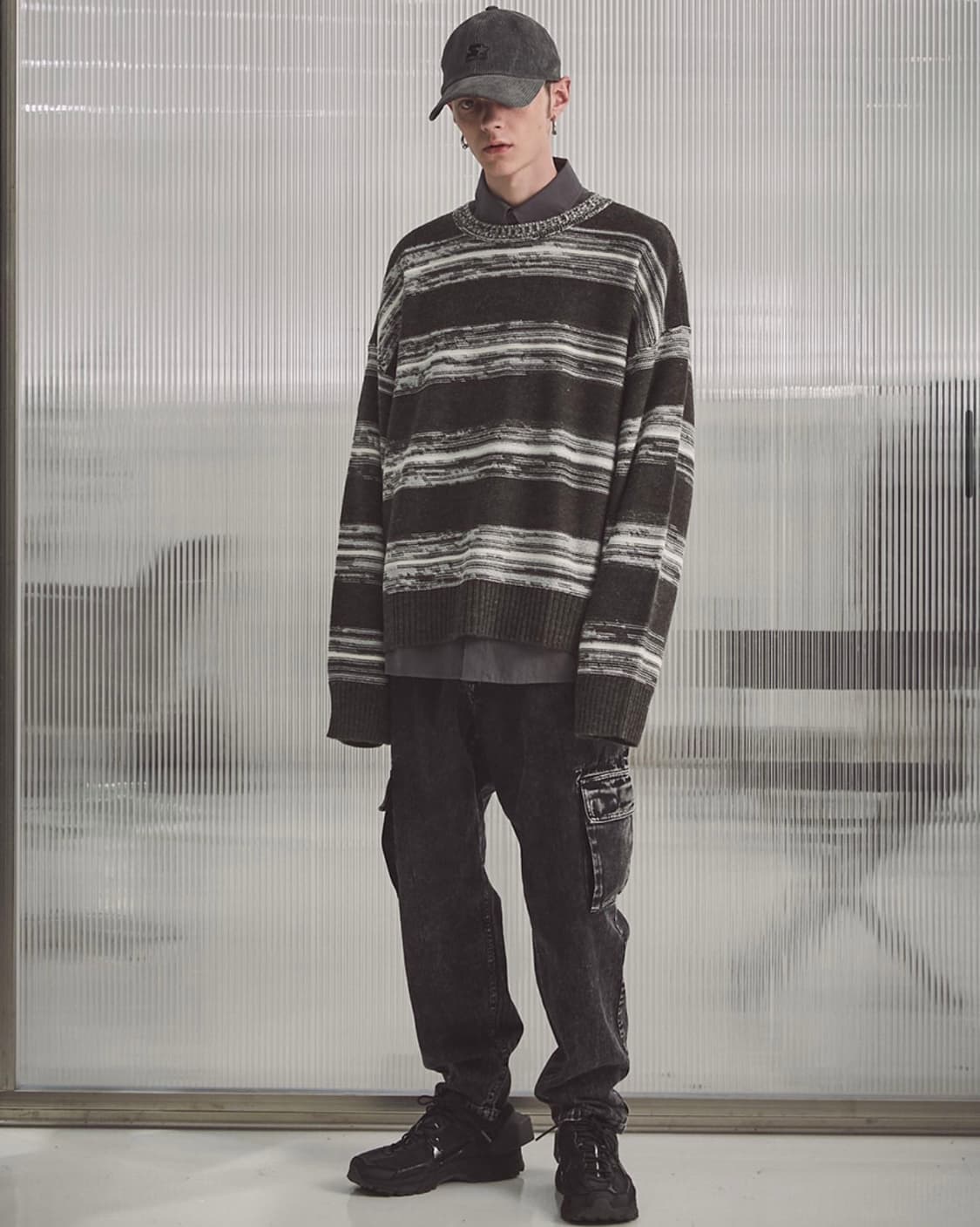 스타터 스트라이프 니트 스웨터 오버핏 M 95 에스닉 스트릿 고스펑크 락 상품이미지2