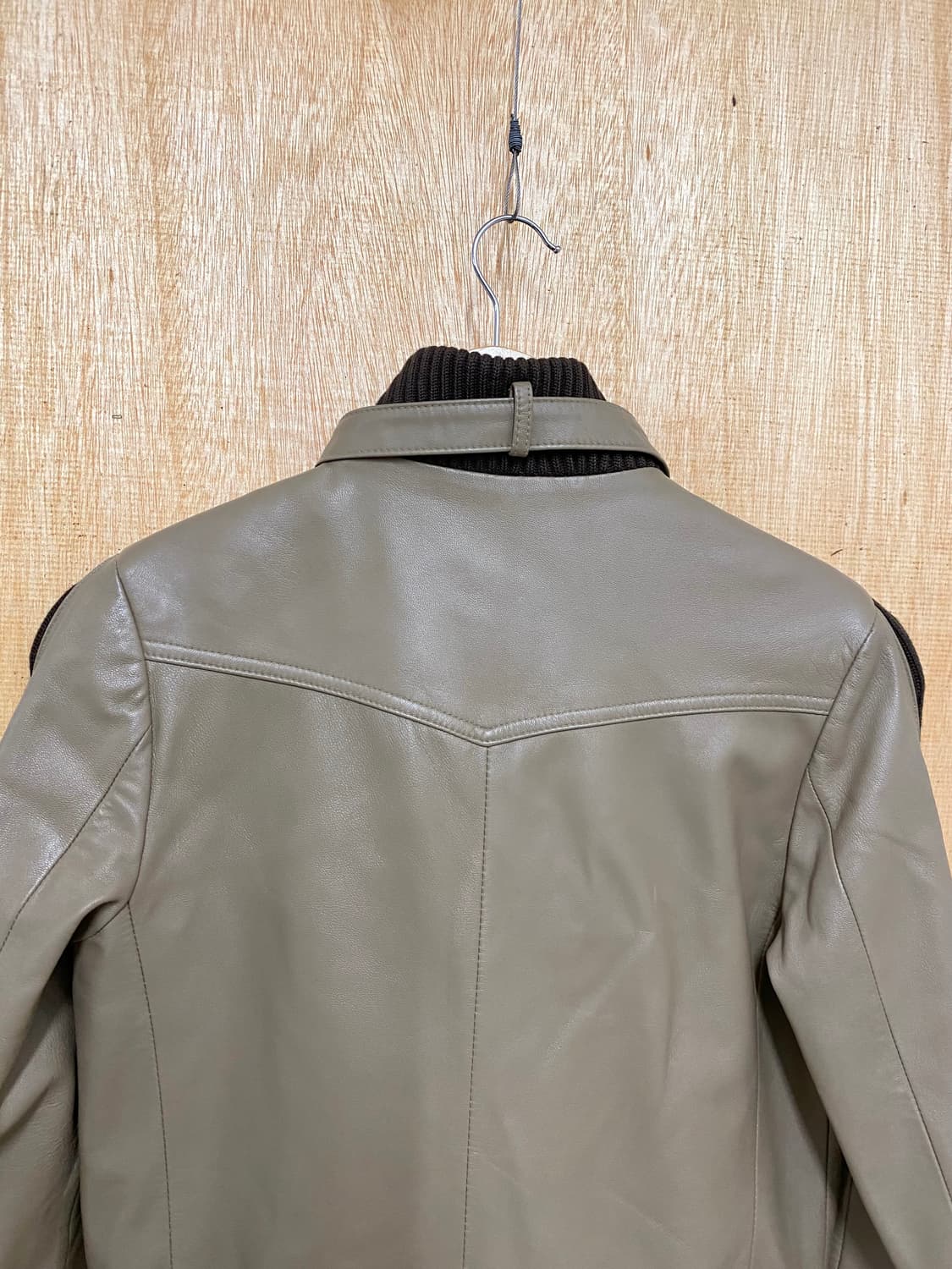 VTG leather rider jacket 레더 니트 배색 라이더 자켓 상품이미지5