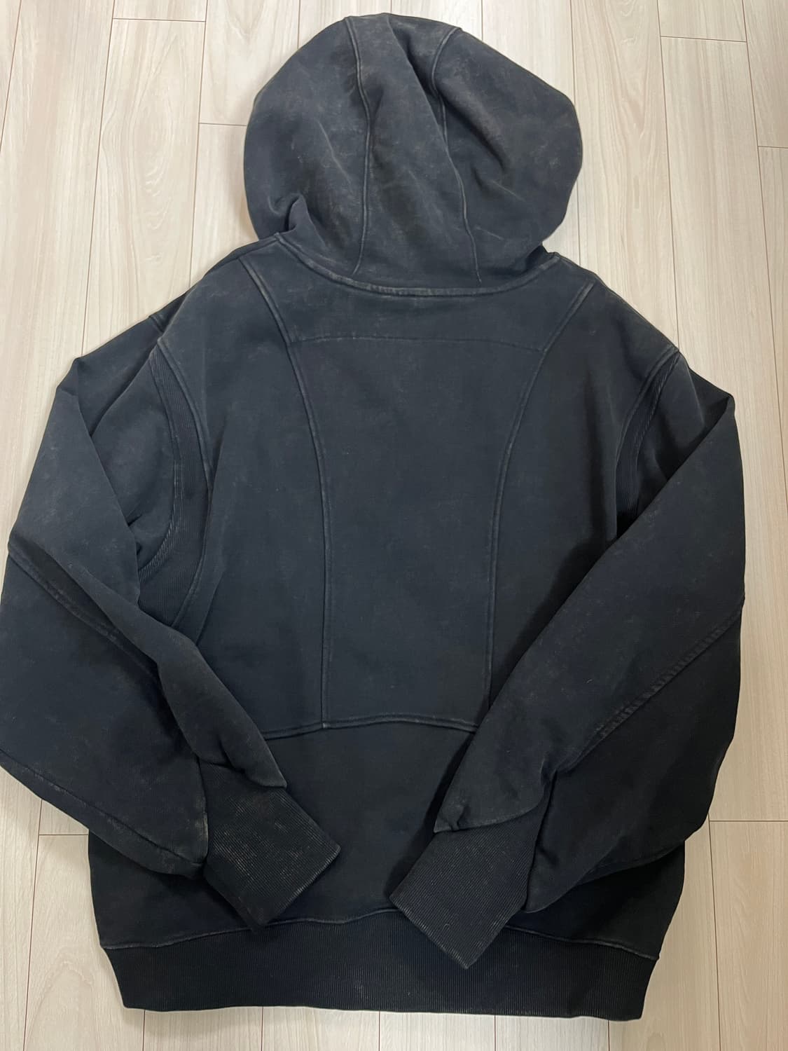 (W)미스치프 블리치드 풀오버 후드 워시드 블랙 상품이미지2