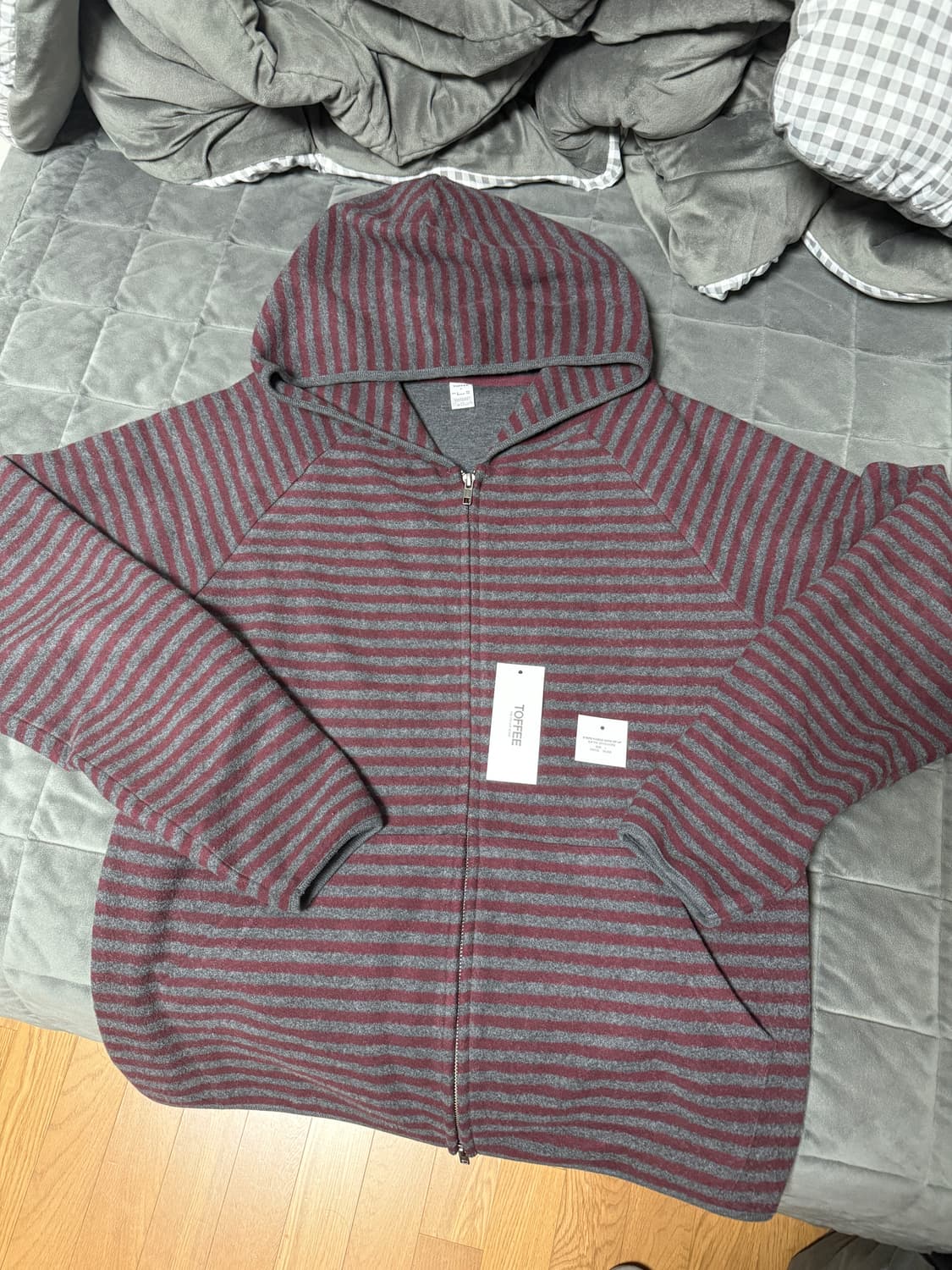 토피 스트라이프 플리스 후드집업 L 상품이미지1