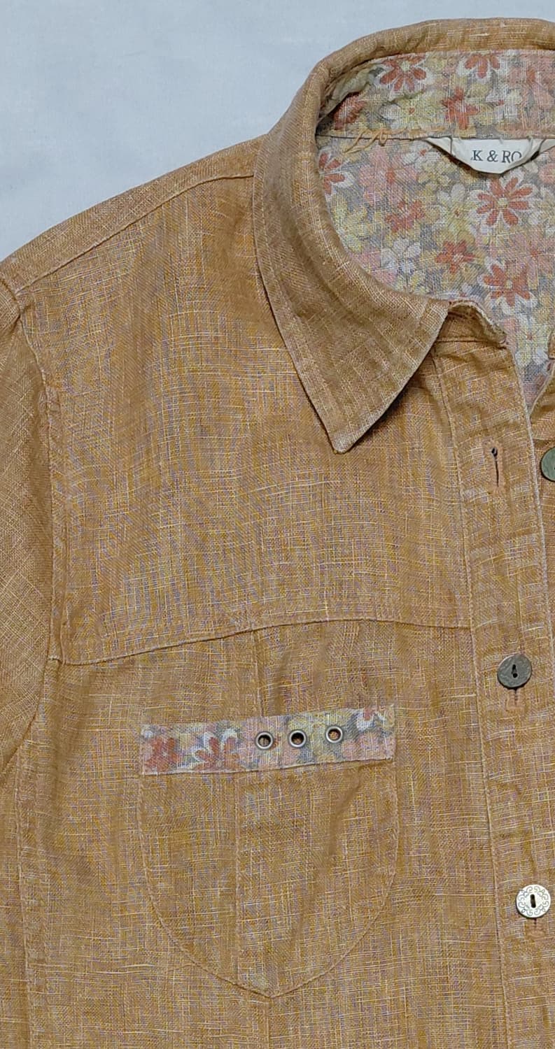 [M] 실크 앤 로드(SILK & ROAD) 린넨 플라워 배색 셔츠 자켓 상품이미지4