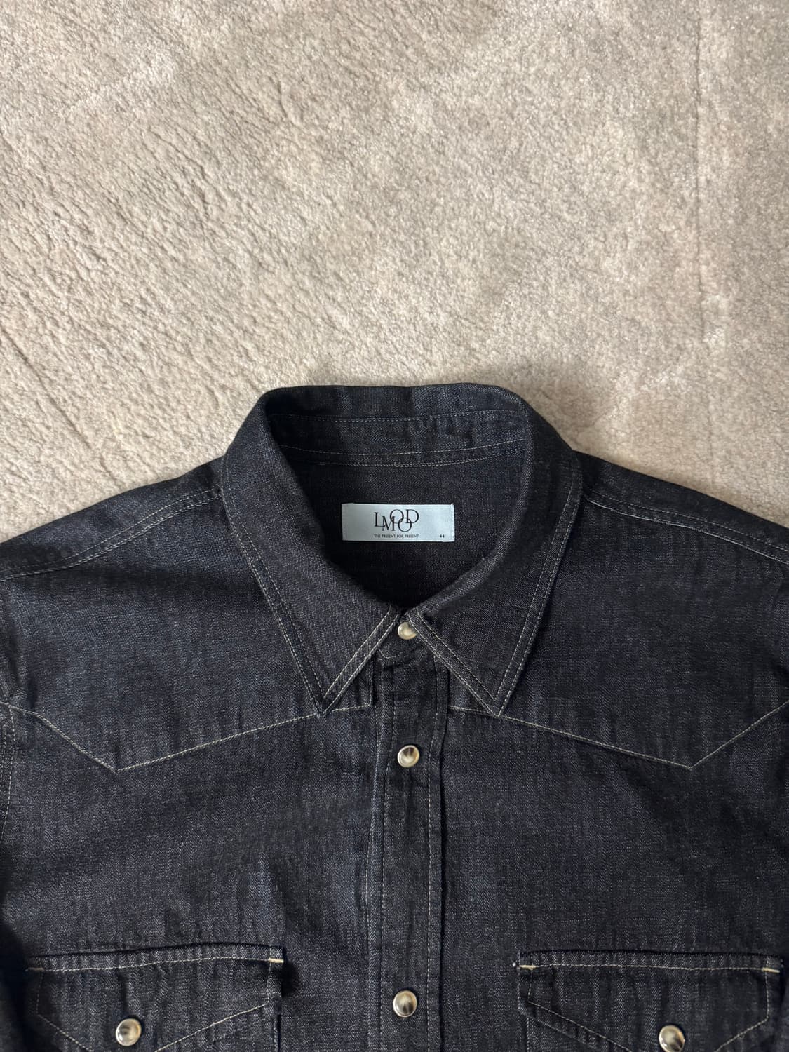 [엘무드] 테리 데님 셔츠 인디고 블루 44사이즈 상품이미지3