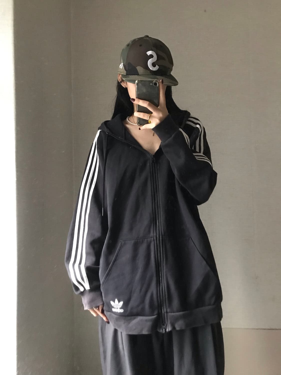 아디다스 블랙 오버핏 후드집업 상품이미지3