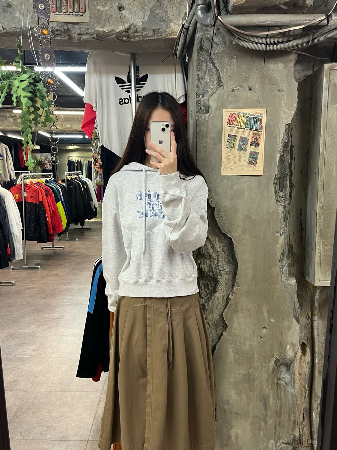 카비시 크롭 후드티 그레이 #csz1692 상품이미지2