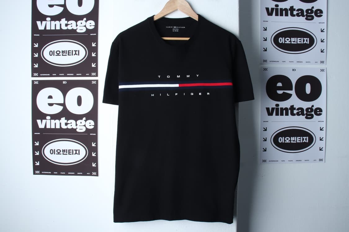 (XL-2XL) 타미힐피거 반팔 티셔츠 빅사이즈 빅로고 블랙-H33561 상품이미지2