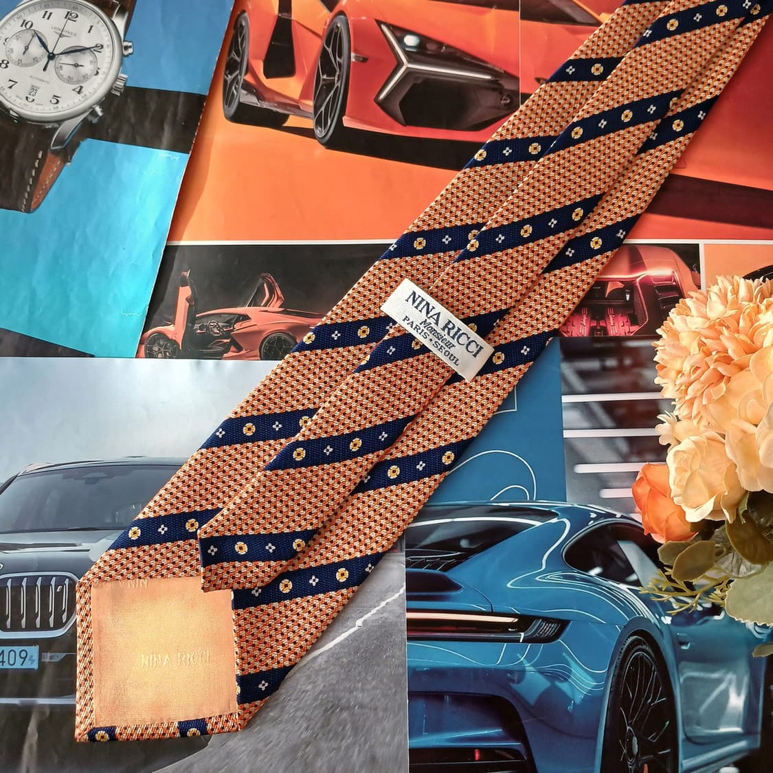 니나리치 실크 오렌지 스트라이프 넥타이 9.6cm A+등급 A19353
 상품이미지6