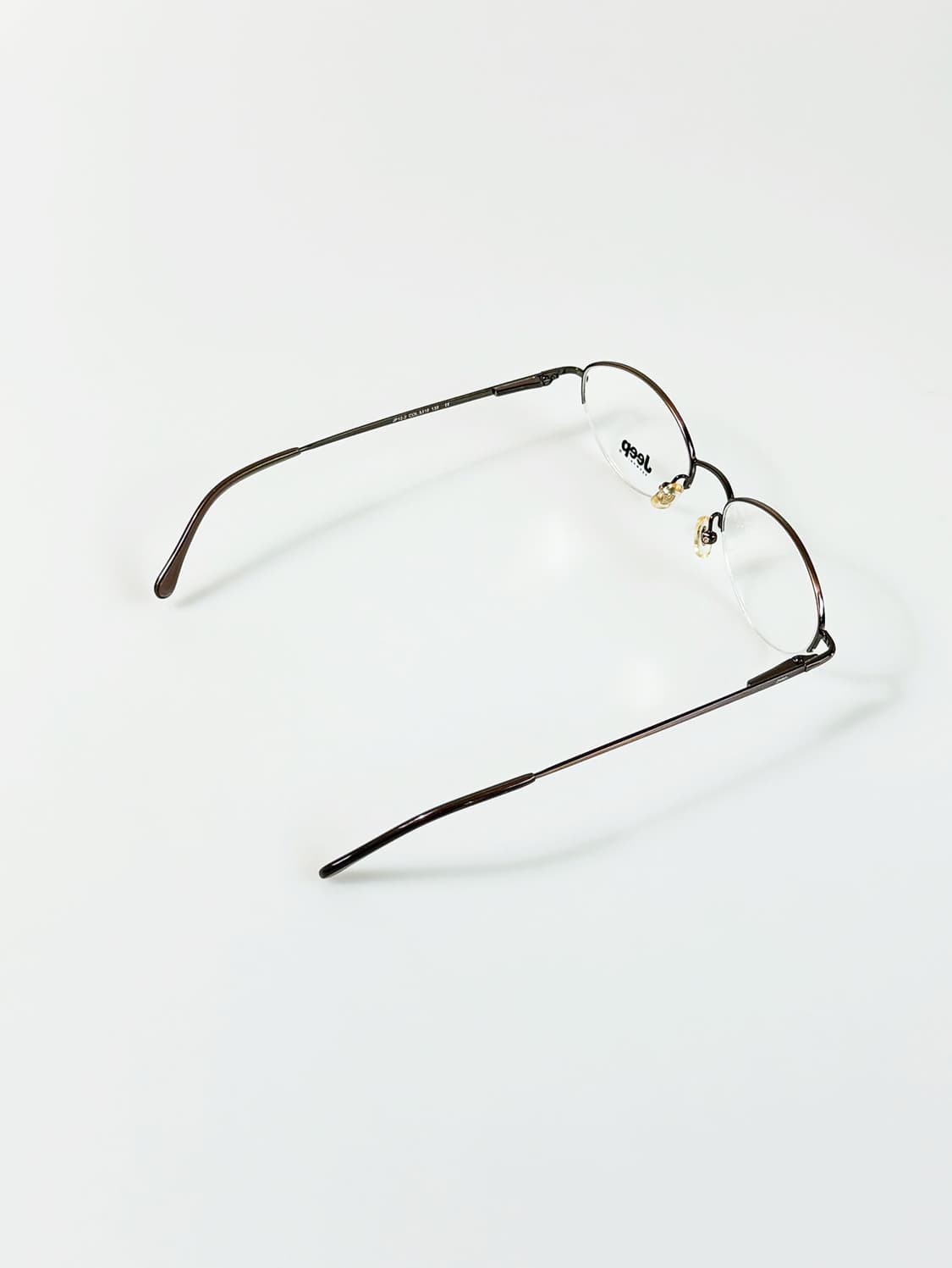 90s Jeep 브라운 오벌 반무테 프레임 빈티지 안경 상품이미지5