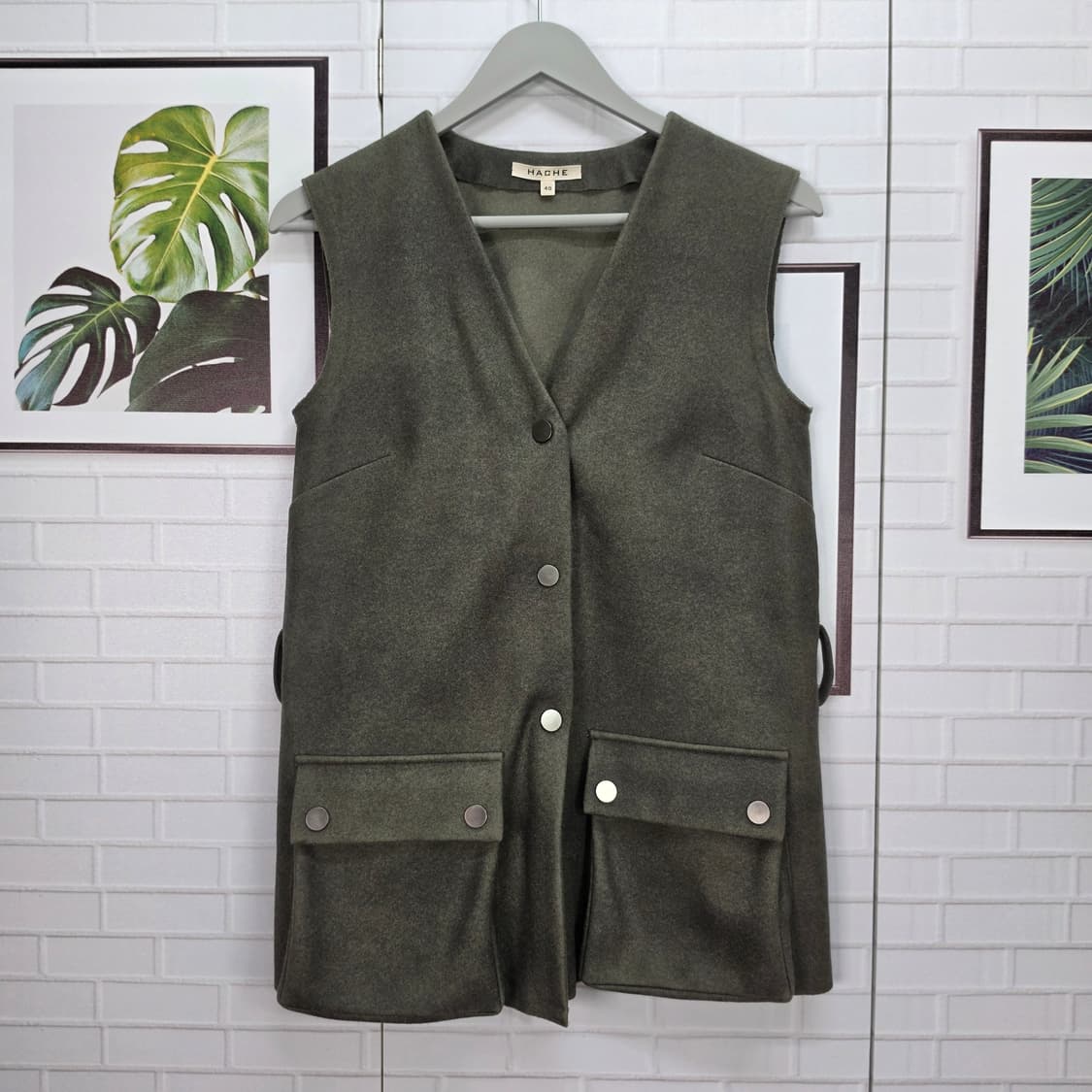 HACHE 하쉬 벨티드 포켓 울 조끼 베스트 40사이즈 상품이미지3