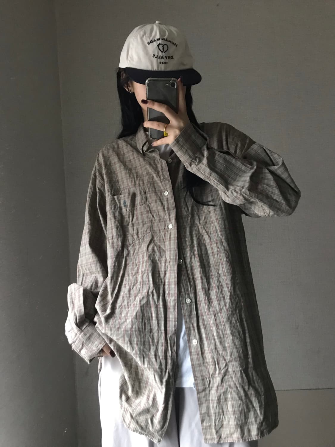 폴로 카키브라운 포켓 체크셔츠 상품이미지1