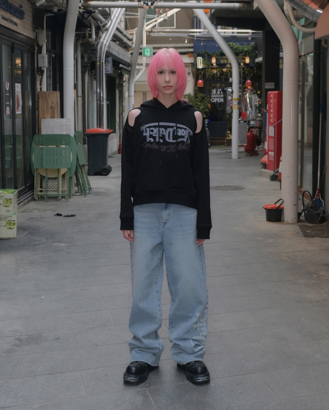오디너리 홀리데이 X VONDUTCH 데님 와이드 팬츠 상품이미지4