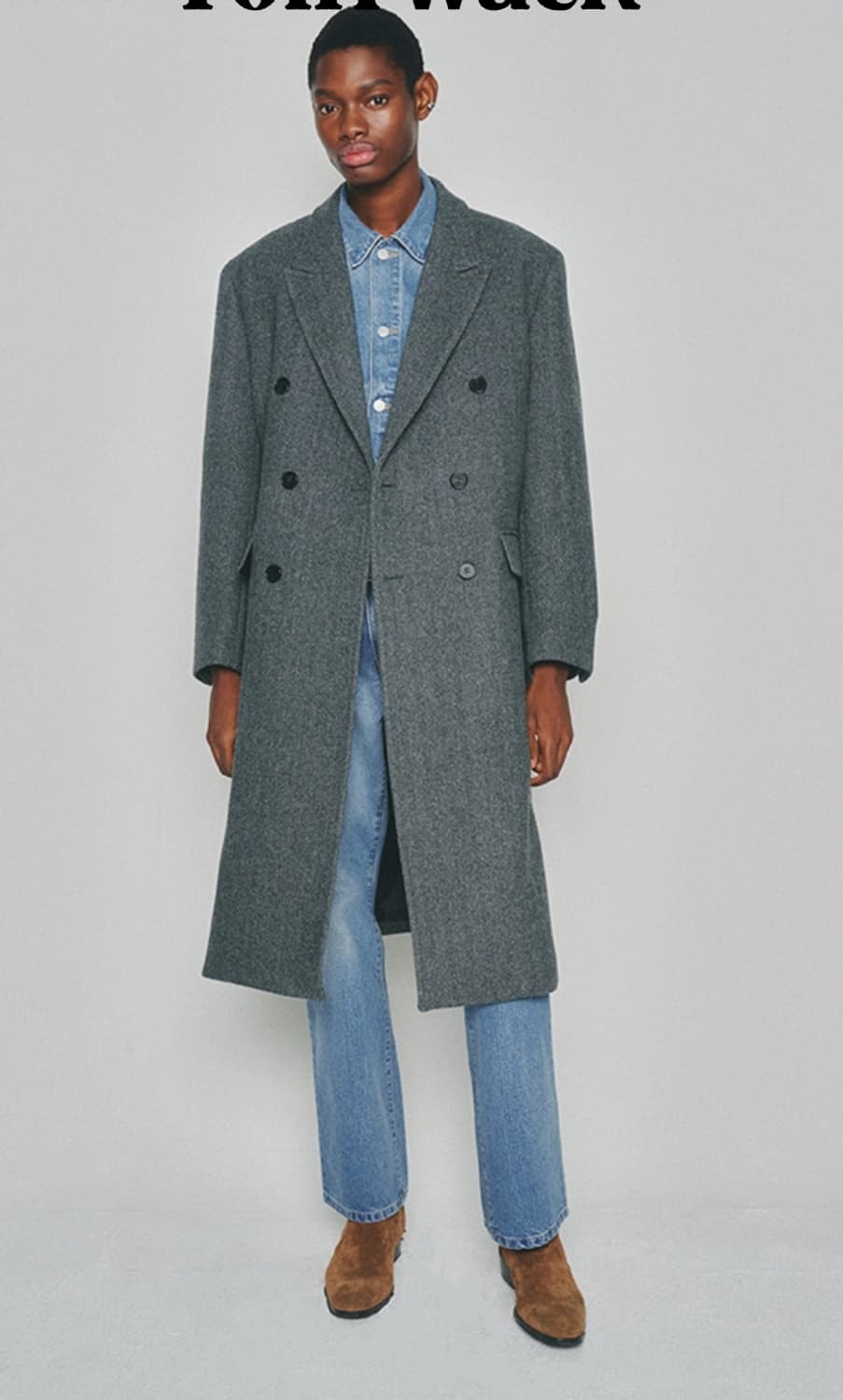 [1회착용] 토니웩 체스터필드 코트 미드 그레이 헤링본 S 사이즈 상품이미지4