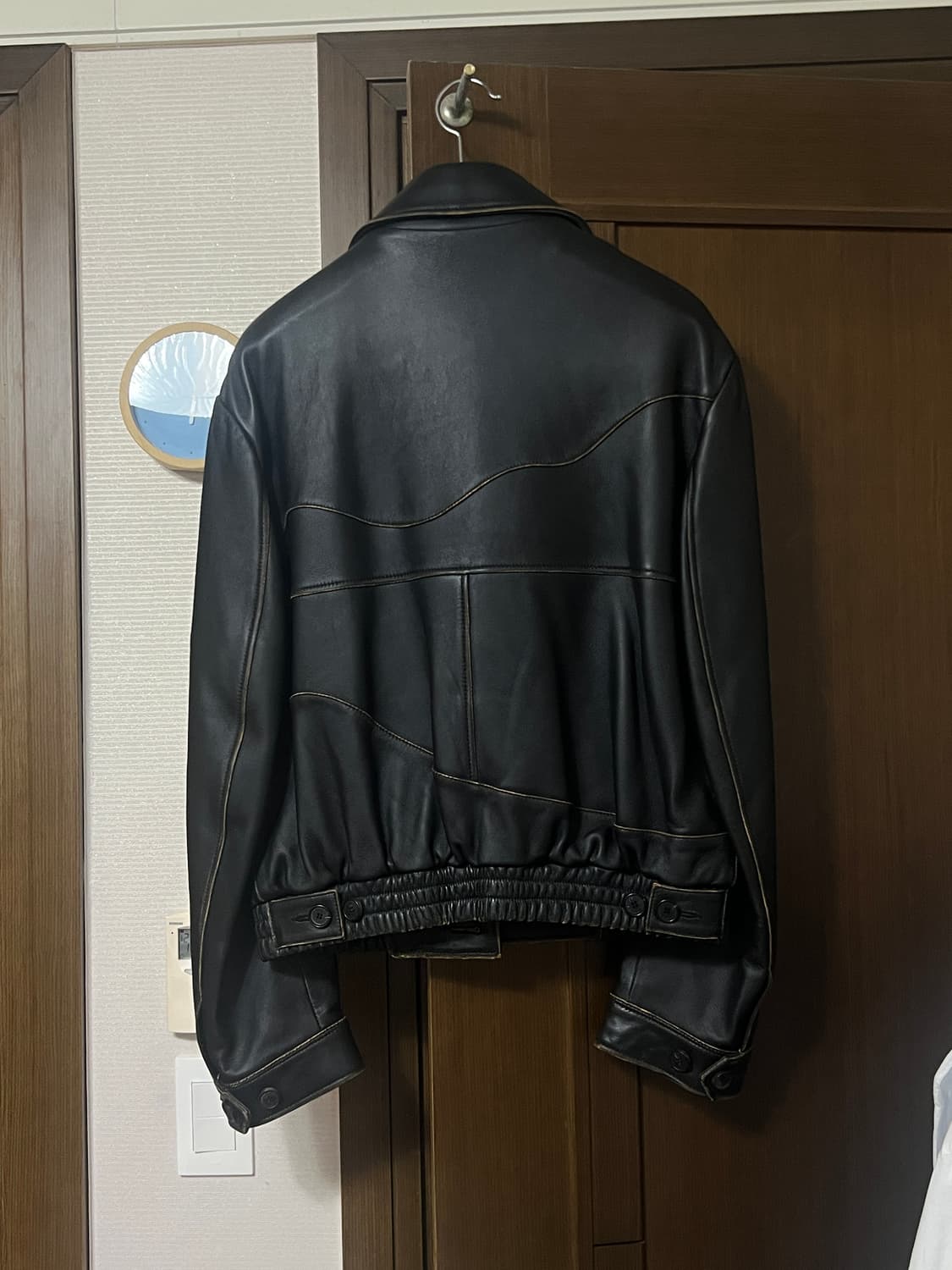 Stu 커브드 레더 자켓 L 상품이미지3