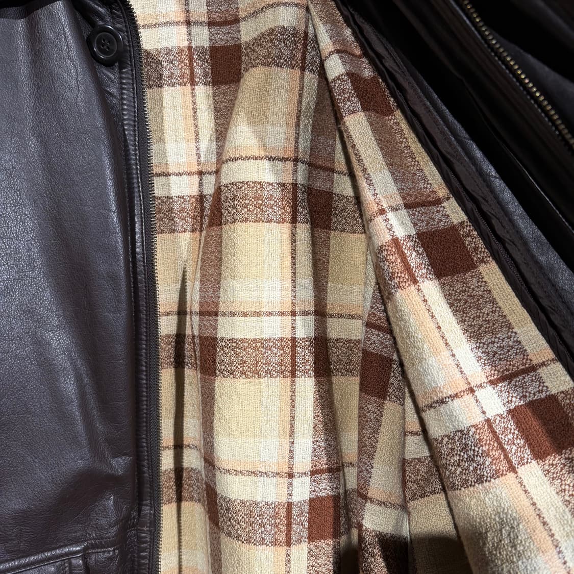 빈티지 브라운 헤비 소가죽 헌팅 자켓 L 카코트 상품이미지7