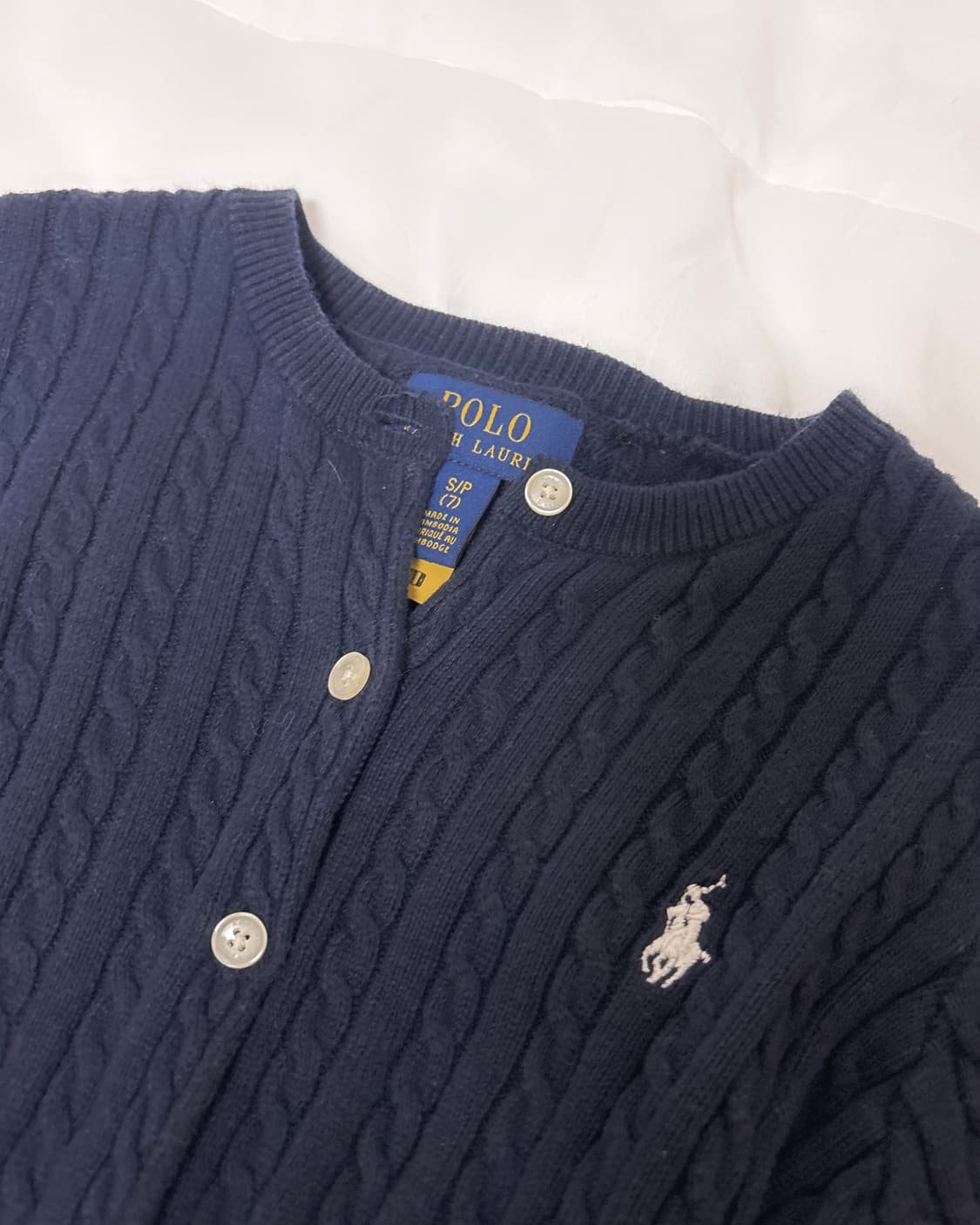 폴로 랄프로렌 걸즈 가디건 케이블 네이비 S 상품이미지2