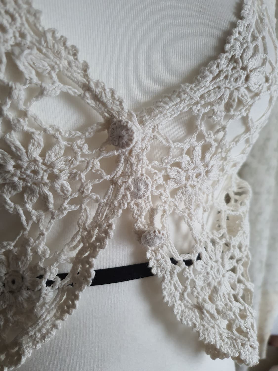 [모리걸] 아이보리색 크로셰 뜨개 조끼 상품이미지2