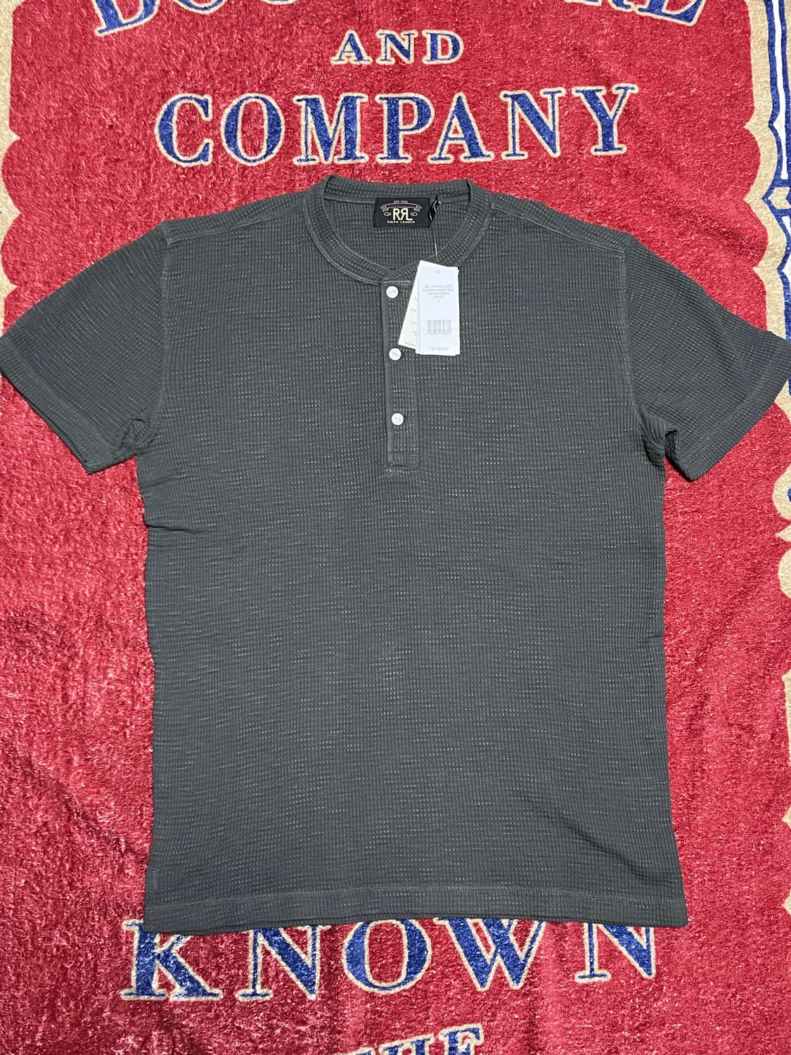 RRL 와플 니트 헨리 숏슬리브 블랙 상품이미지2