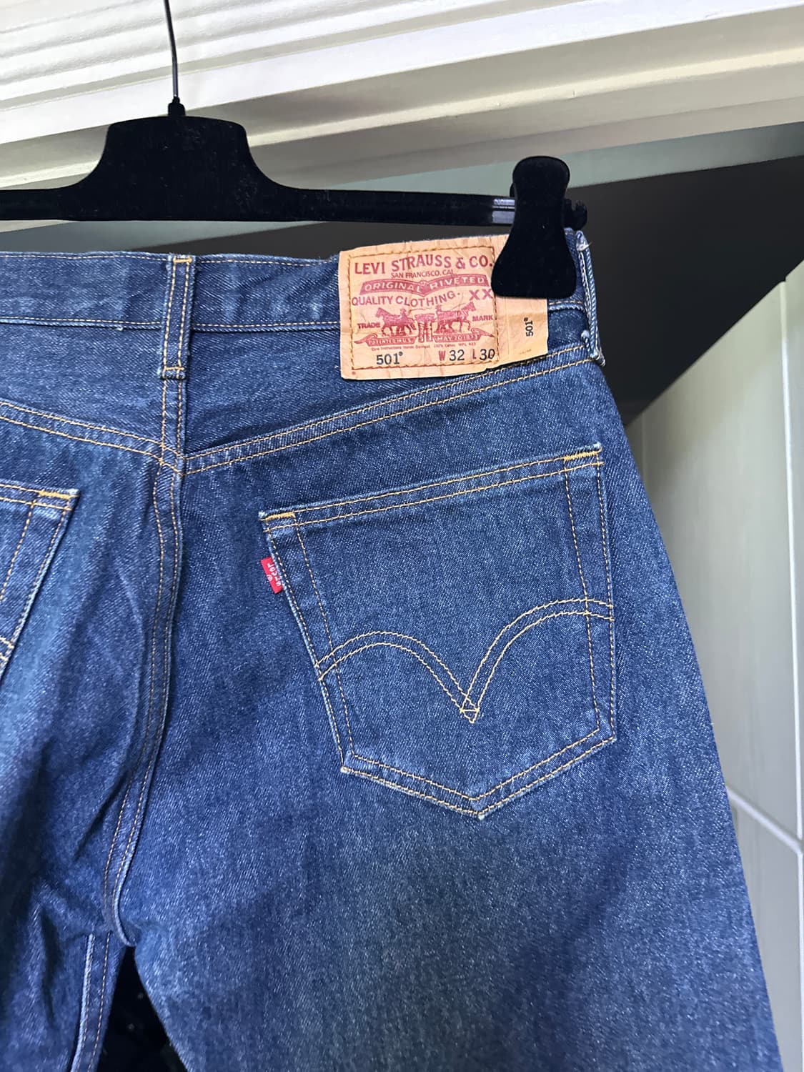 [32X30] 빈티지 리바이스 501 인디고 데님 팬츠 상품이미지4