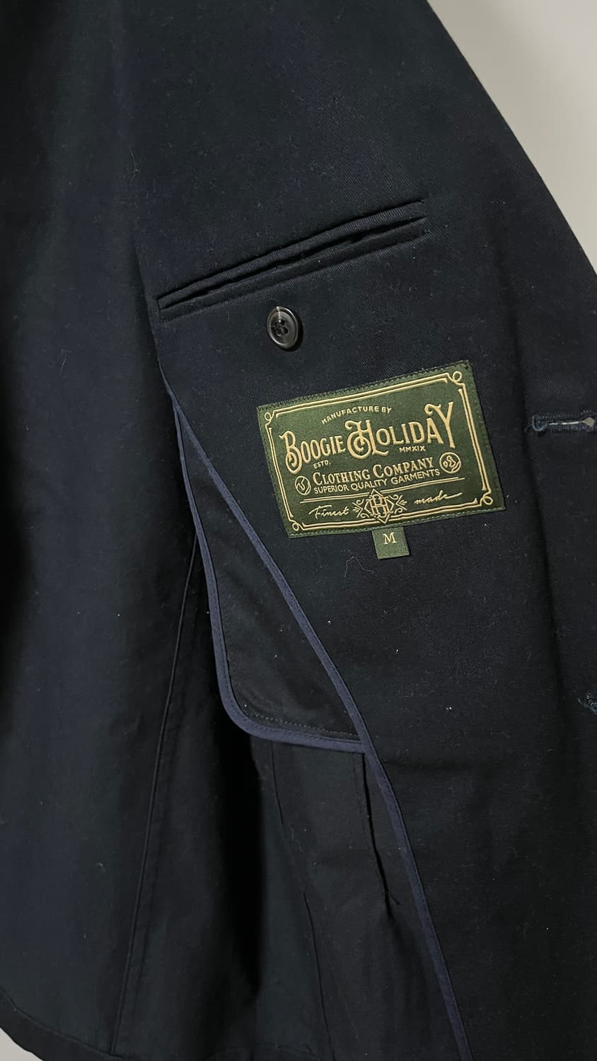 부기홀리데이 금장 코튼 블레이저 자켓 네이비 상품이미지2