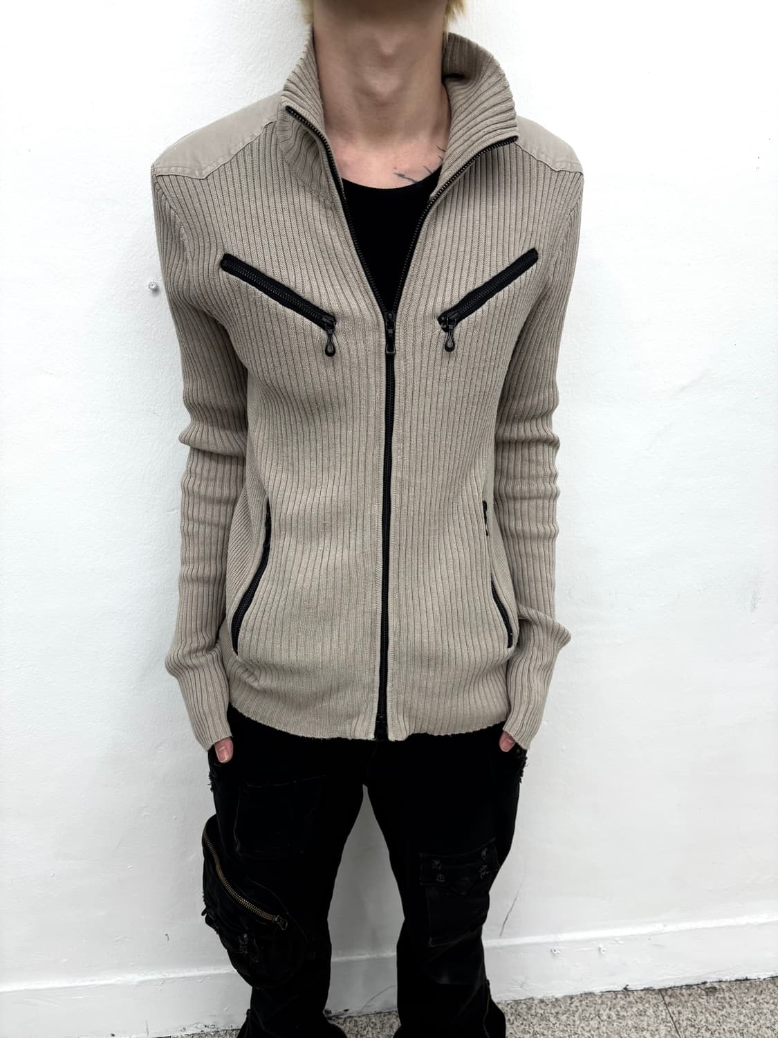 Nicole club for men diag zipper ribbed z 상품이미지4