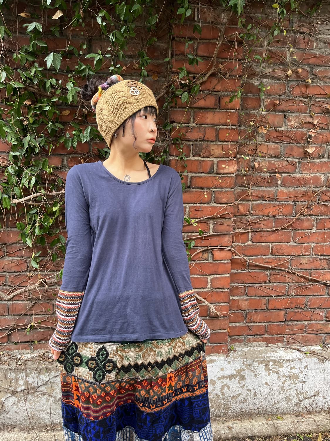 소매 니트 포인트 롱 슬리브 상품이미지1