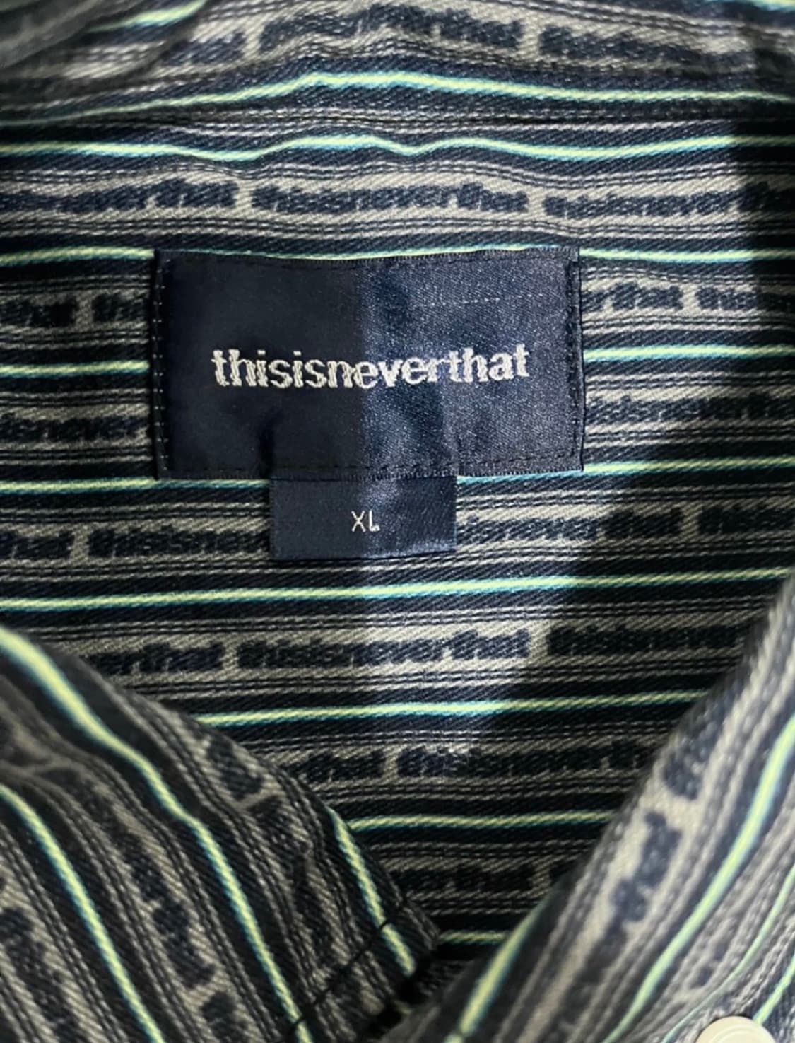 디스이즈네버댓 Logo Stripe Shirt Navy/Grey 상품이미지2