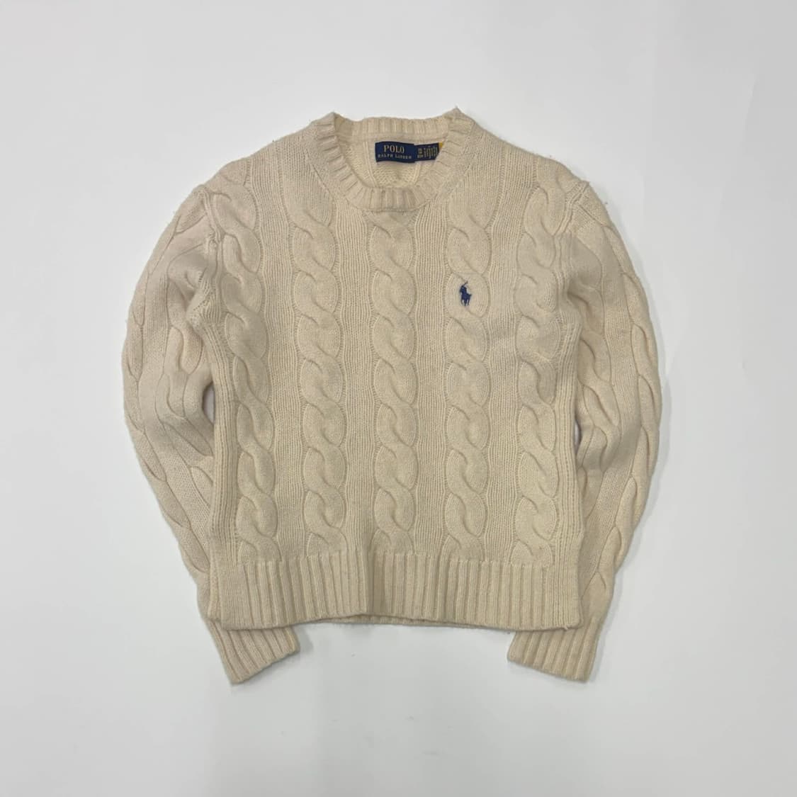 폴로 랄프로렌 신형 큐알택 케이블 아이보리 핀터깔 걸즈 크루넥 니트(XS 상품이미지2