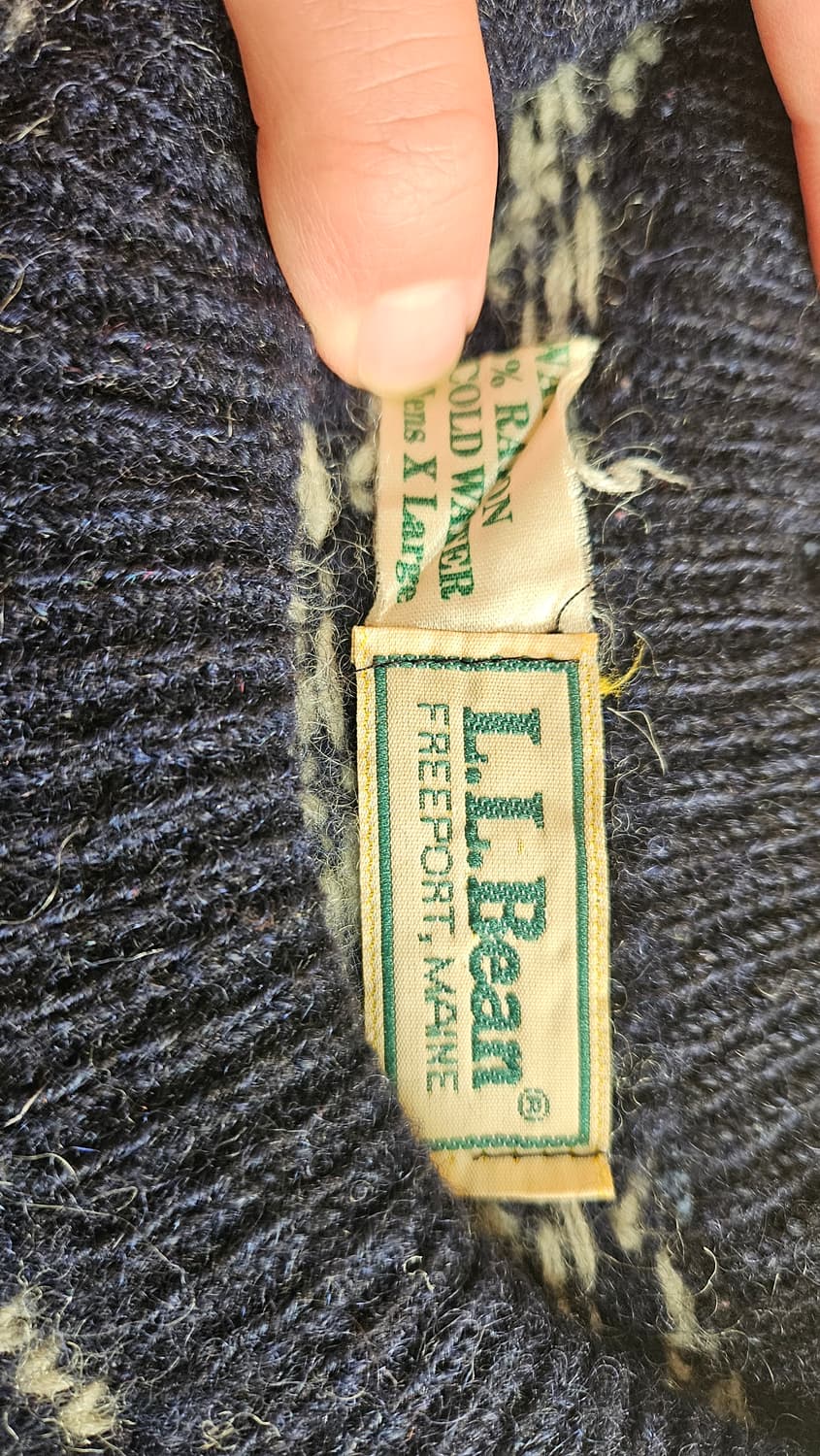 80s 빈티지 엘엘빈 버드아이 울니트 네이비 XL 상품이미지4