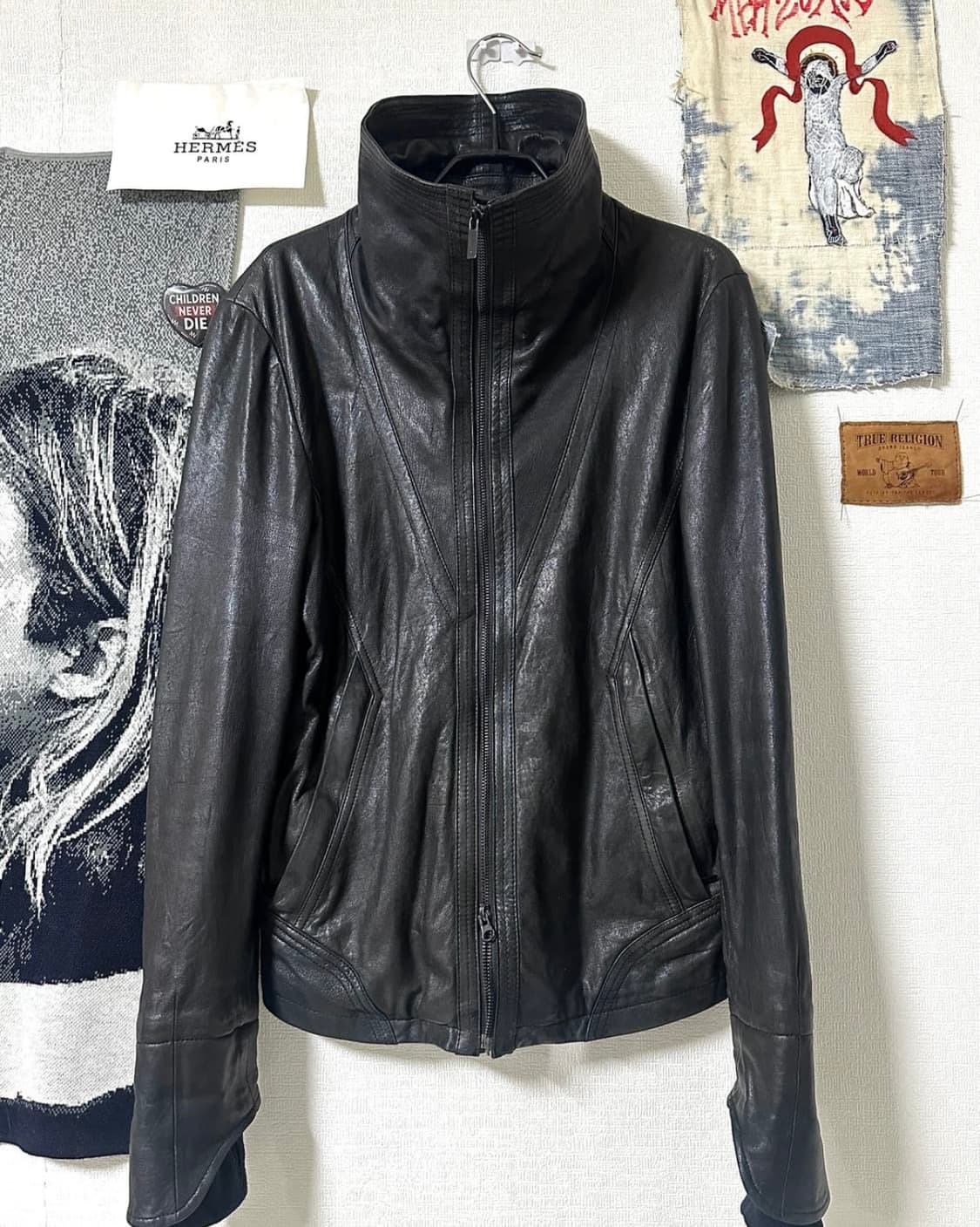 codes combine 00's 하이넥 램스킨 레더자켓 상품이미지1