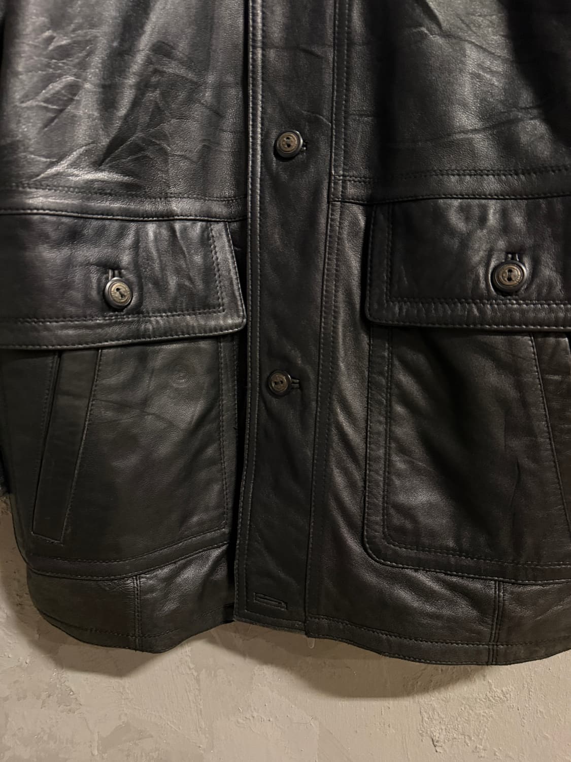 하나이 양가죽 레더 하프 코트 블랙 M 상품이미지2