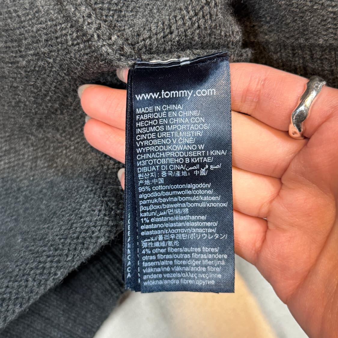 XL) 타미힐피거 프리미엄코튼 니트 집업 차콜 그레이 상품이미지9