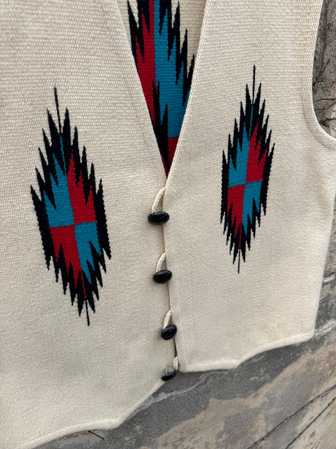 70s 오르테가 빈티지 핸드 우븐 울 네이티브 패턴 웨스턴 치마요 베스트 상품이미지5