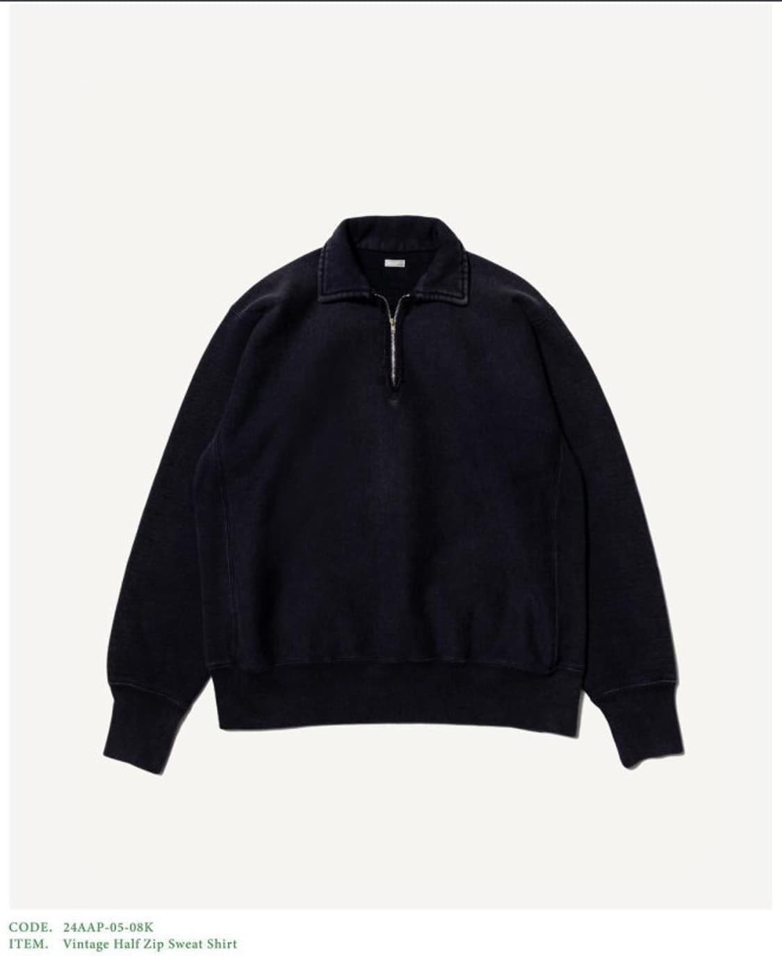[3] 아프레쎄 24fw 빈티지 하프 집업 스웻 블랙 상품이미지1