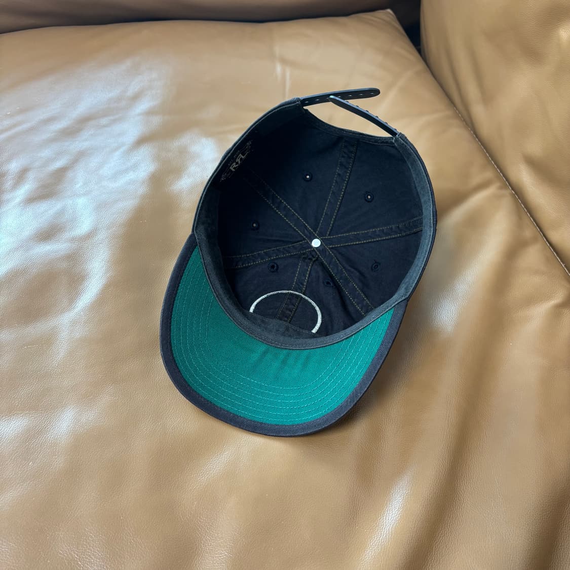 RRL 더블알엘 랄프로렌 폴로 윙로고 6패널 볼캡 모자 워시드 블랙 상품이미지6
