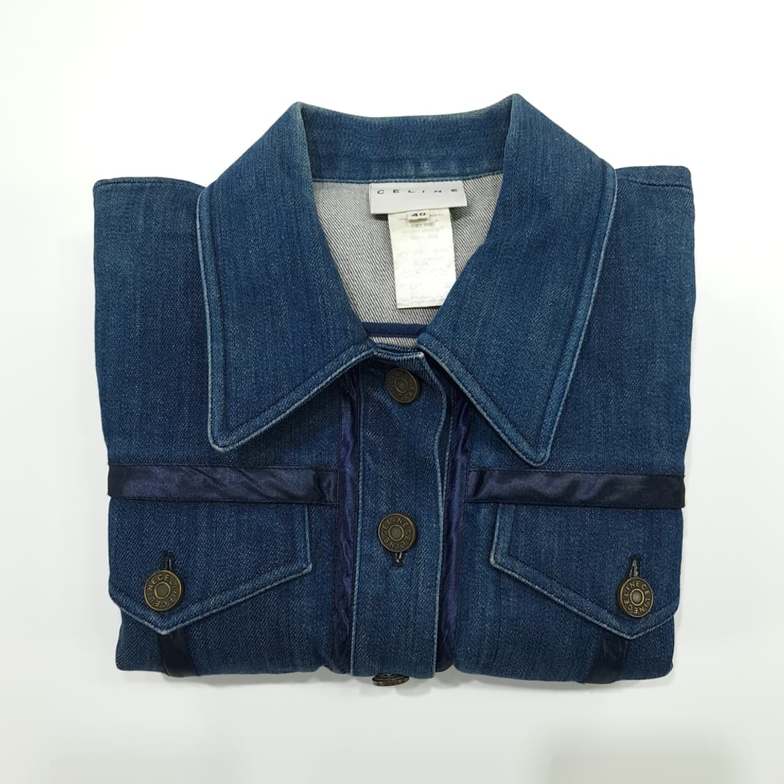 CN829W M CELINE 올드 셀린느 데님 트리밍 자켓 상품이미지8