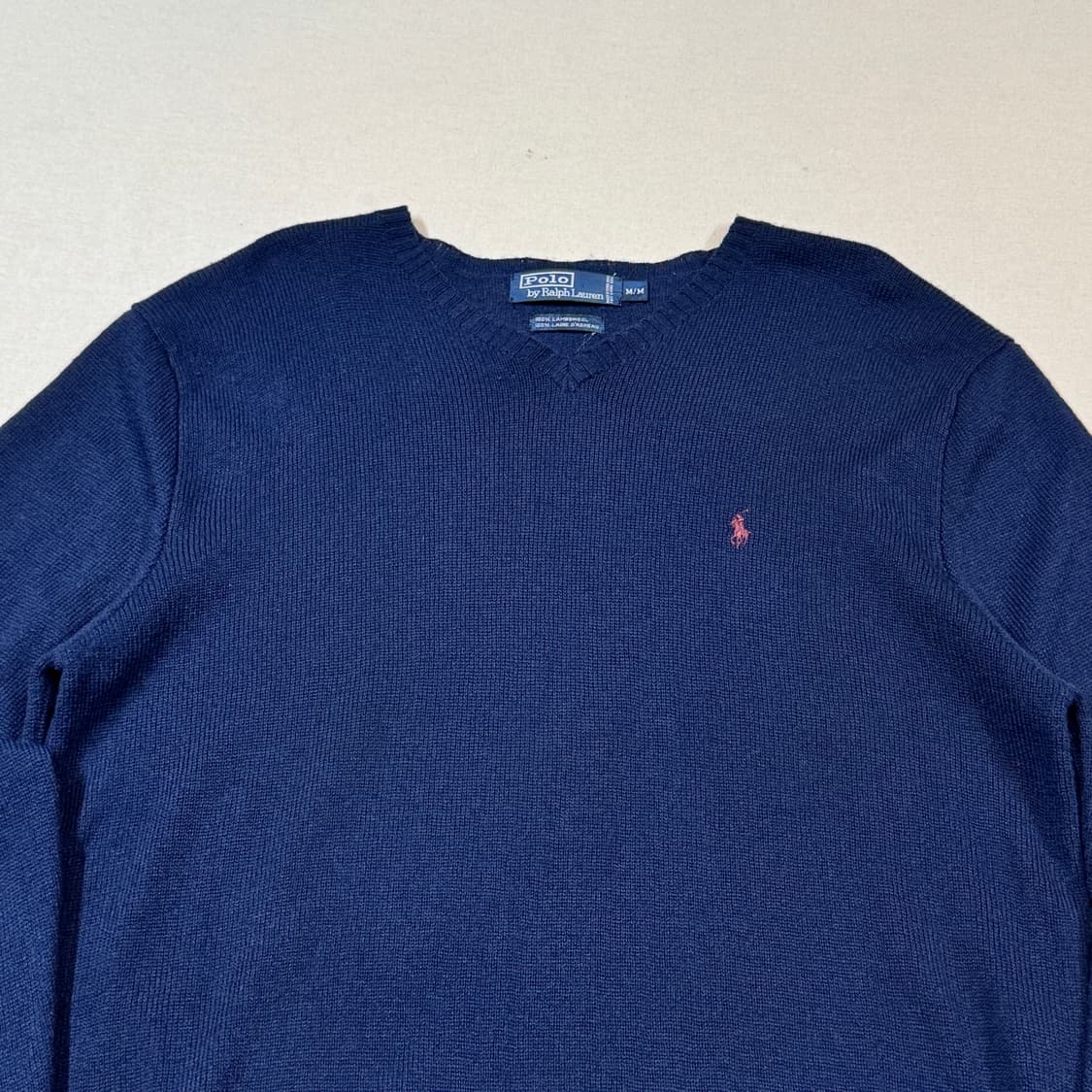 M) 폴로 랄프로렌 램스울 브이넥 니트 네이비 상품이미지3