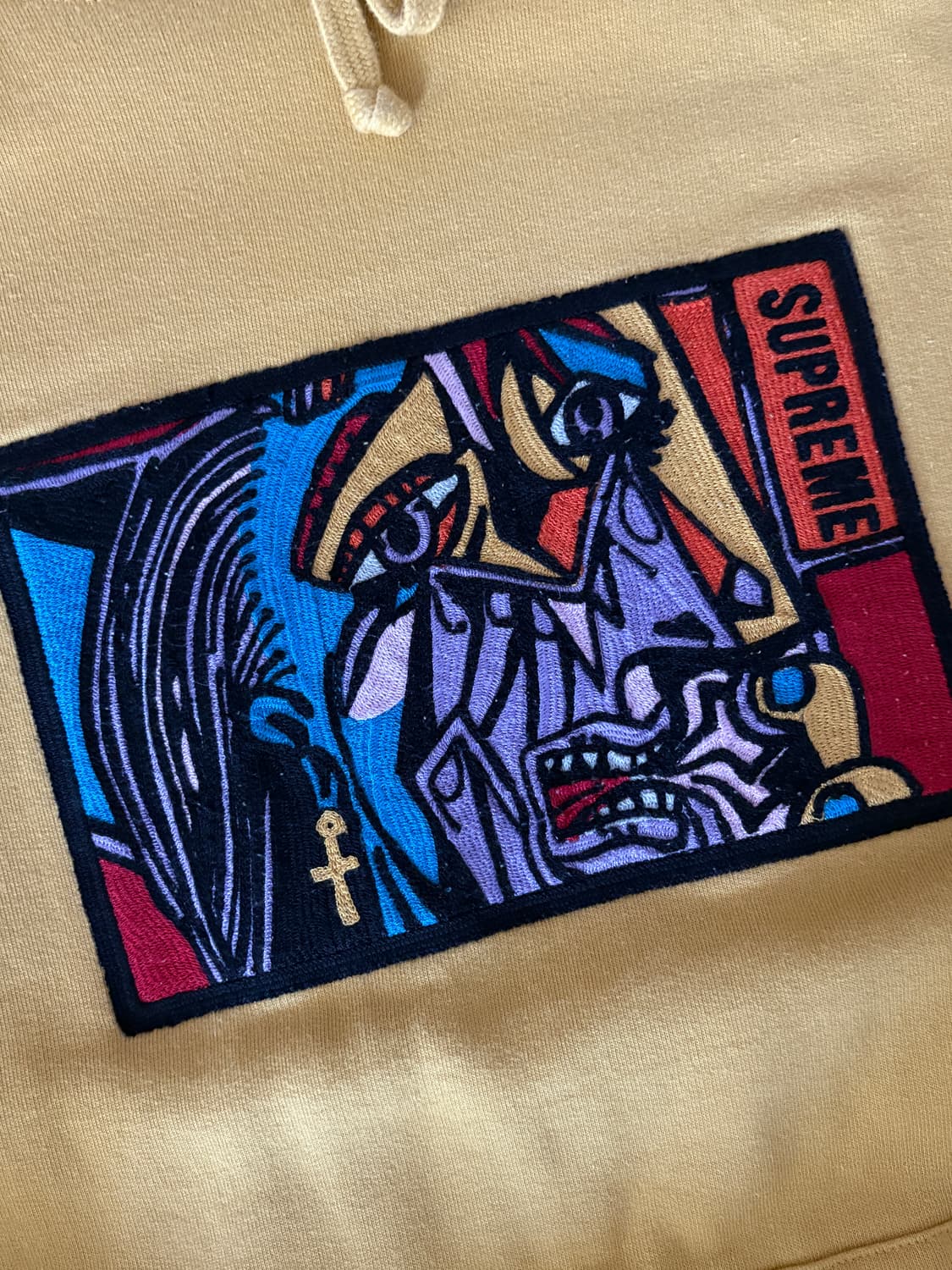 [L] 슈프림 18fw 피카소 체인스티치 후드 머스타드 상품이미지3