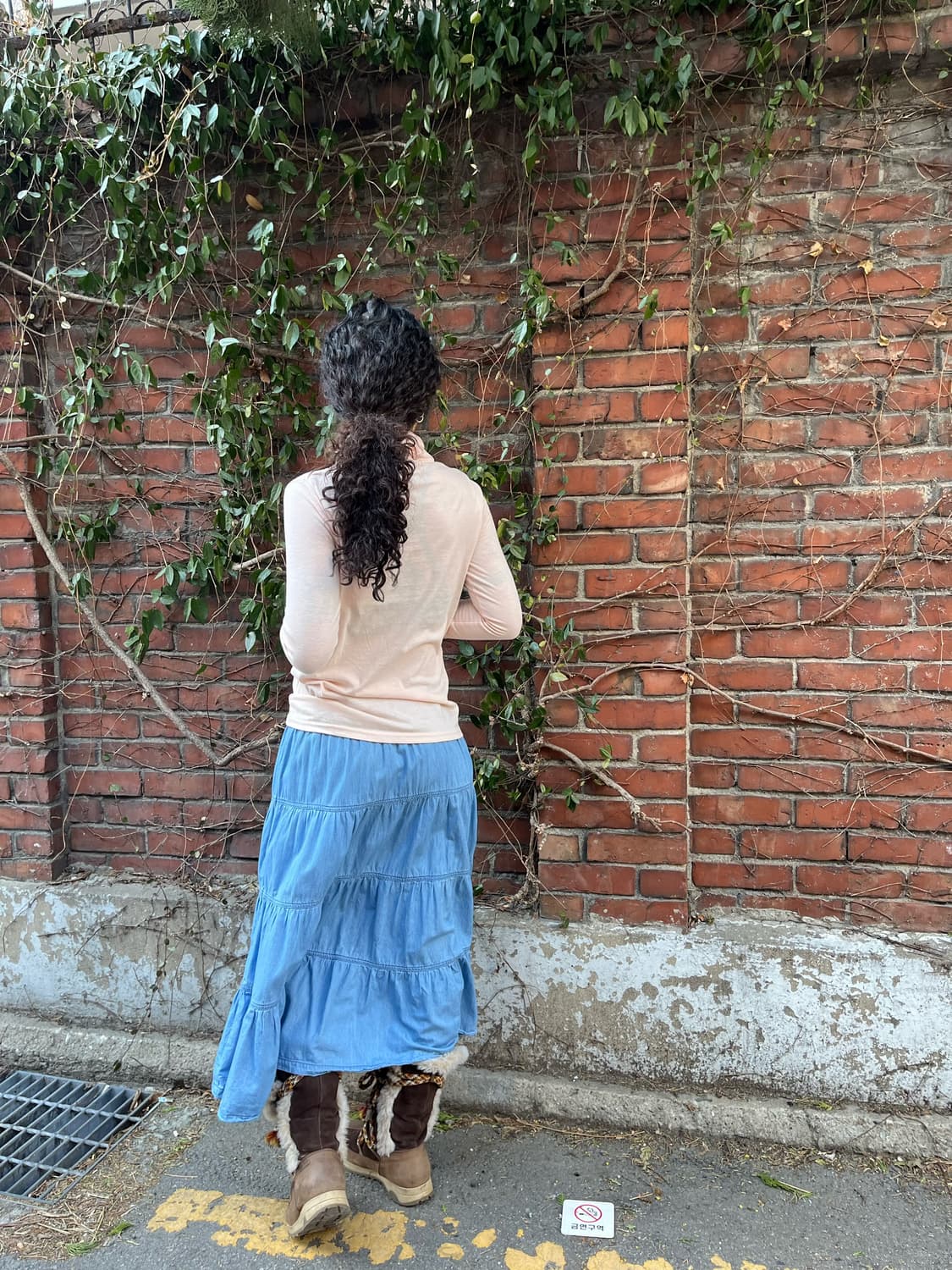 데일리 무드 데님 면 롱스커트 상품이미지3