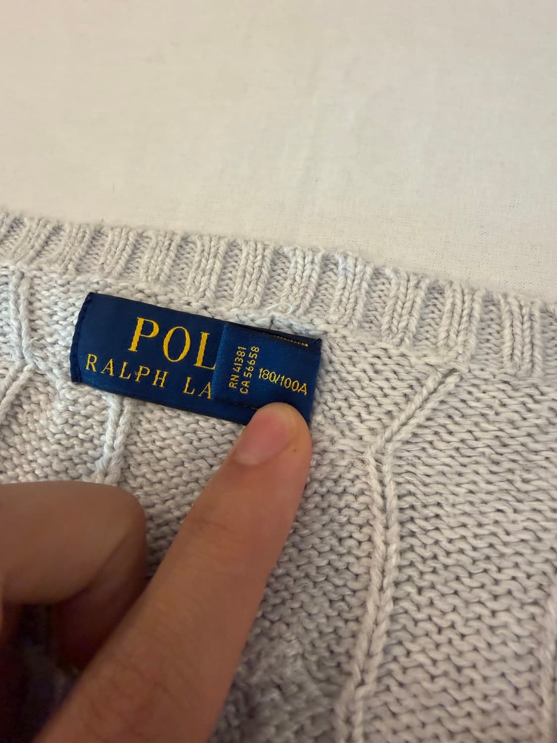 폴로 랄프로렌 꽈배기 케이블 니트 멜란지 라이트 그레이 상품이미지4